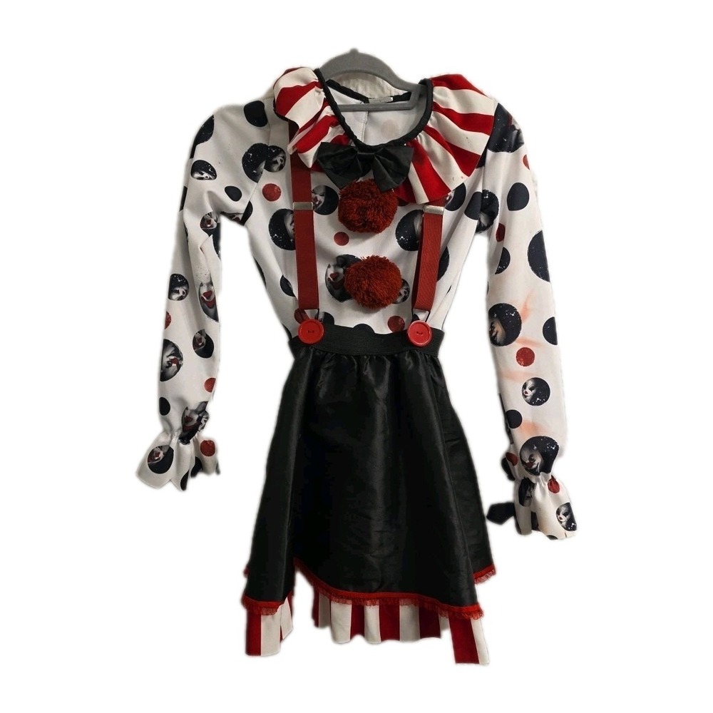 Spirit Halloween Killer Clown Costume Child Girl Large 10-12 Goth Horror Creepy